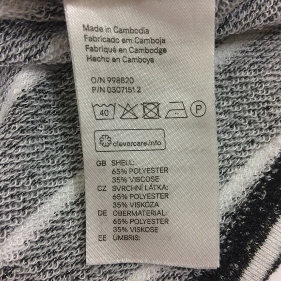 H&M Divided Womens Heathered Gray White Striped 3/4 Cuffed Sleeve Shirt XS Top - Picture 7 of 7